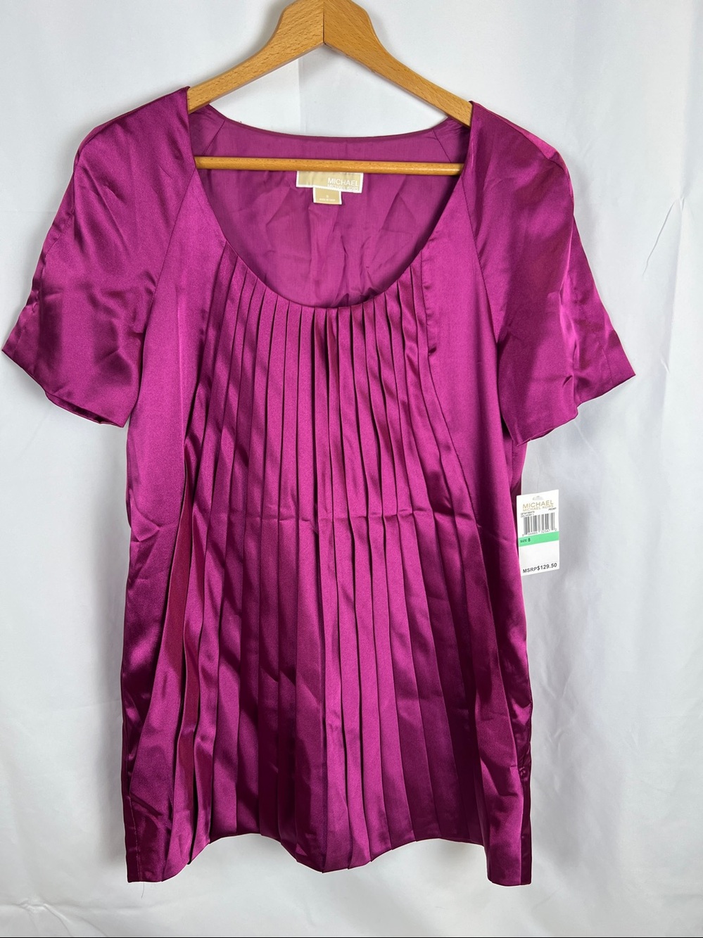 Michael Kors Satin Mini Pleated Baby Doll Dress Peony Size 8
